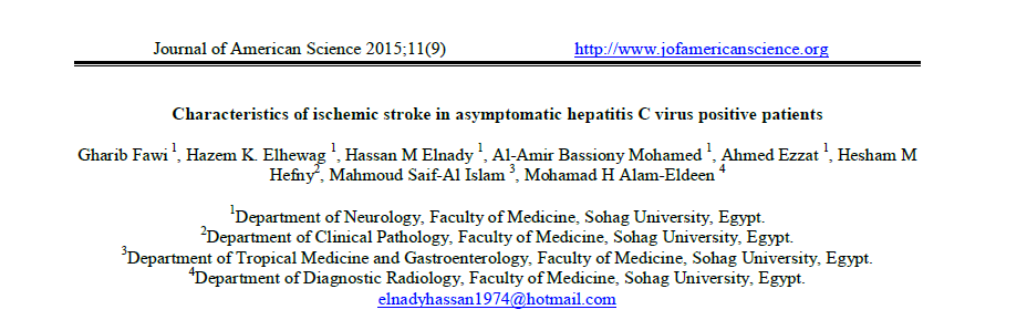 Characteristics of ischemic stroke in asymptomatic hepatitis C virus positive patients